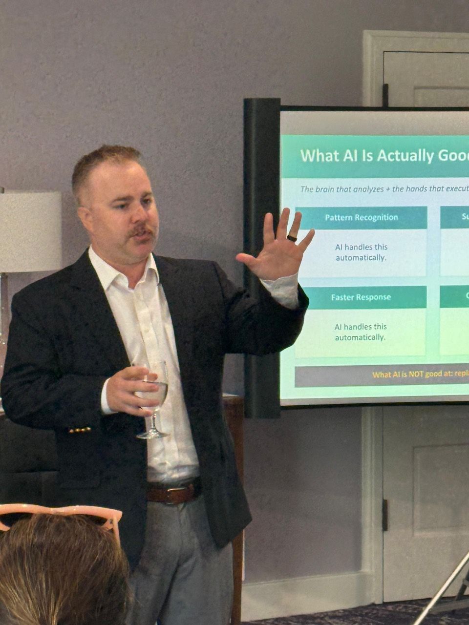 Jonathan Ferrell explaining an AI concept to a workshop audience.